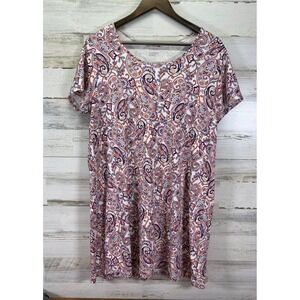 Lands End Womens‎ Floral Tunic Short Sleeve Dress Size large